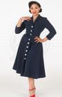 Retro 50s Shirtwaister Dress in Navy