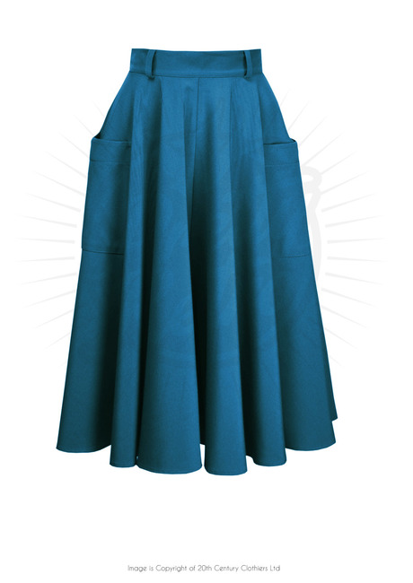 Retro 50s Circle Skirt - Petrol Blue