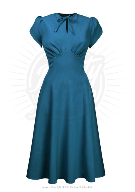 Pretty 40s Starlet Dress in Petrol Blue