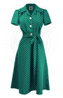Pretty 40s Shirt Dress in Green Polka