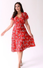 Pretty 40s Tea Dress in Red Black Floral