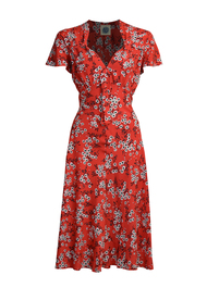 Pretty 40s Tea Dress in Red Black Floral