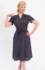 Pretty 40s Shirt Dress in Navy Polka