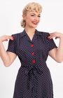 Pretty 40s Shirt Dress in Navy Polka