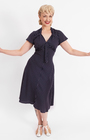 Pretty 40s Tea Dress in Navy Polka