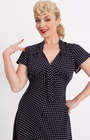 Pretty 40s Tea Dress in Navy Polka