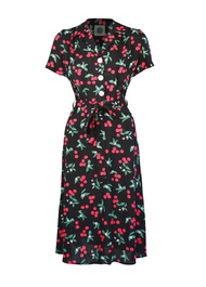 Pretty 40s Shirt Dress in Cherry Print