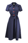 Pretty 40s Shirt Dress in Navy Polka